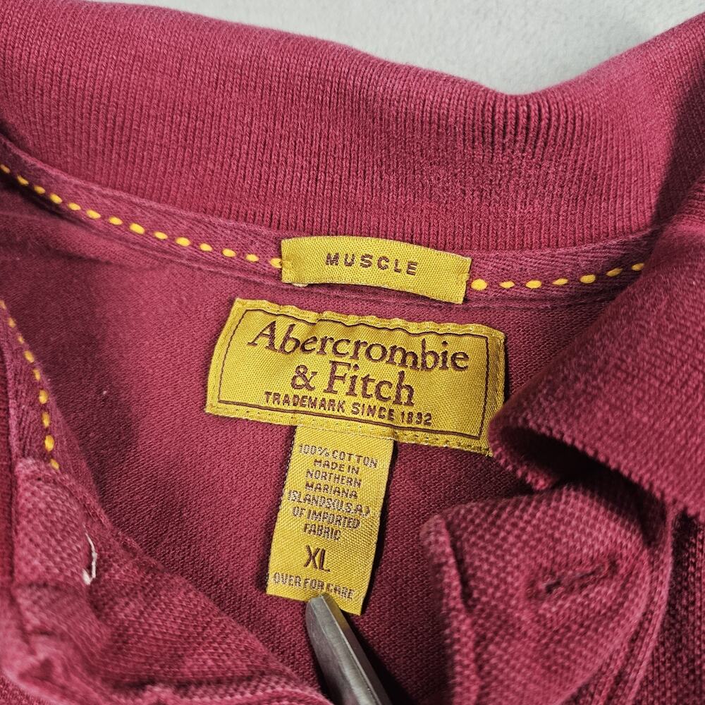 Vintage Abercrombie & Fitch Muscle Polo Shirt Mens XL Red Preppy Long Sleeve Y2K - Picture 9 of 16
